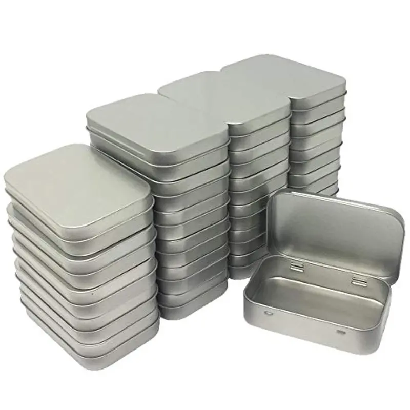 24-Pack Mini Hinged Metal Tin Boxes – Portable Silver Storage Containers (3.75" X 2.45" X 0.8") – Compact Home & Craft Organizers 1