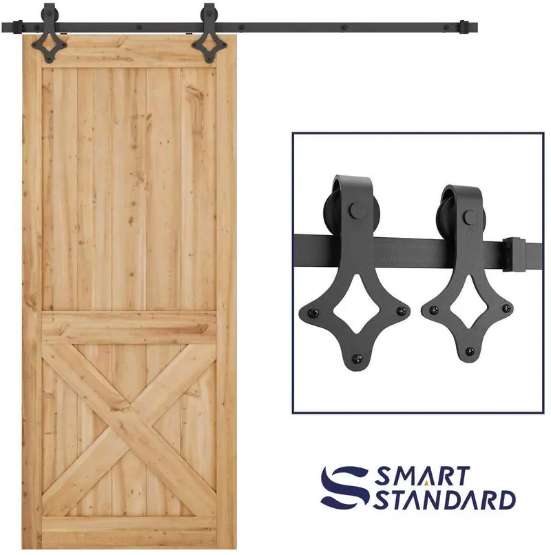 5-Foot Heavy-Duty Sliding Barn Door Hardware Kit – Ultra-Quiet Rhombic Hanger Design With Installation Guide 1