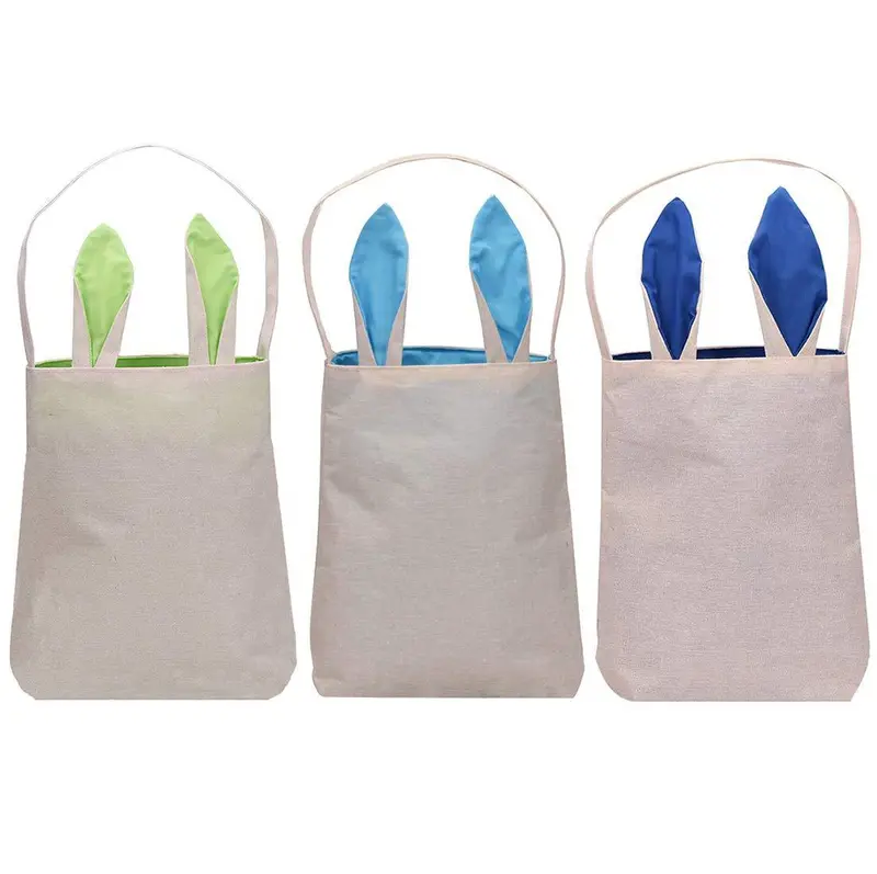 5-Pack Easter Bunny-Themed Jute Tote Bags – Cotton-Blend Egg Hunt Gift Baskets With Bunny-Ear Design 2
