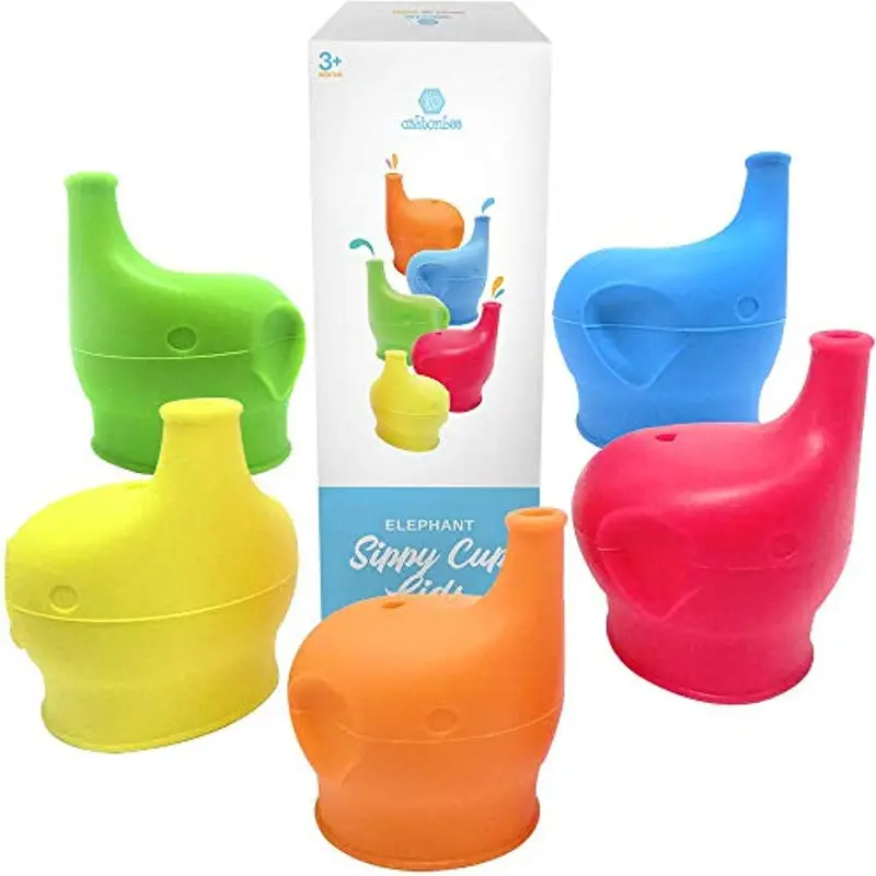 5-Pack Elephant Silicone Sippy Cup Lids – Spill-Proof Replacement Tops For Baby & Toddler Cups 1