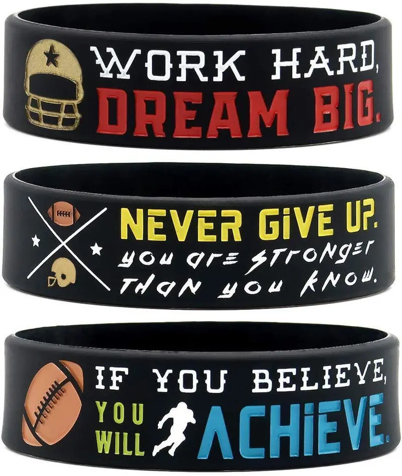 6-Pack Football-Themed Motivational Wristbands – Inspirational Sports Quotes For Players & Fans 1