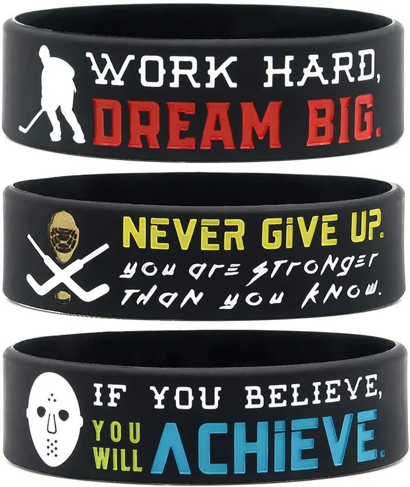 6-Pack Hockey-Inspired Motivational Wristbands – Quote-Emblazoned Sports Accessories For Players And Fans Of All Ages 1