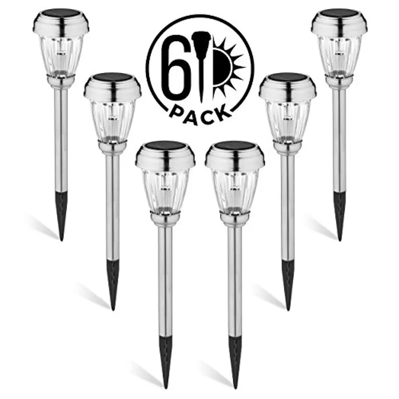 6-Piece Solar Pathway Lights – Stainless Steel Wireless Led Landscape Lights For Gardens, Patios & Walkways 1