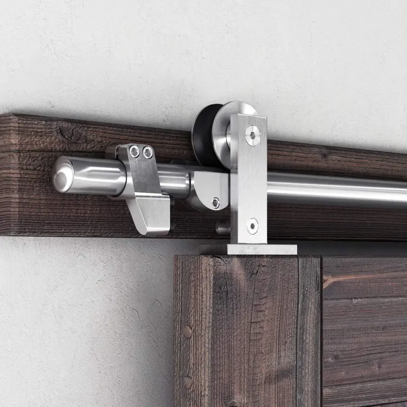 8 Ft Top-Mount Sliding Barn Door Hardware – Heavy-Duty Stainless Steel Single-Rail Kit 1