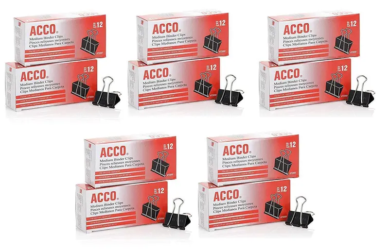 Acco Medium Binder Clips – 24-Pack (2 Boxes × 12), Durable Black Metal Clamps For Office & School Use 1