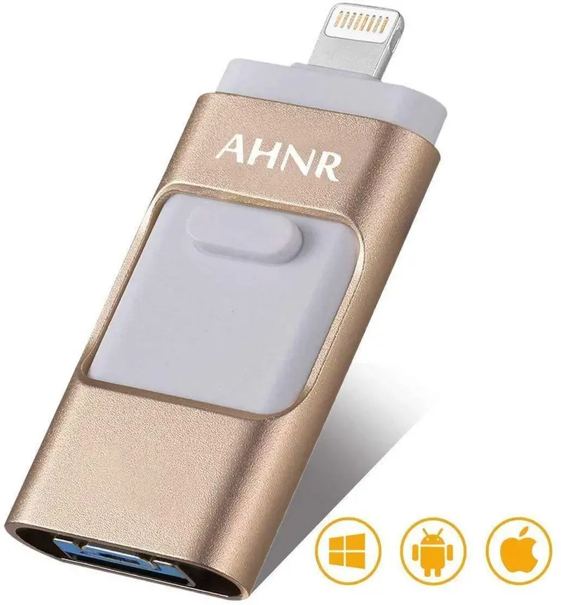 Ahnr 128Gb 3-In-1 Iphone Flash Drive – Otg-Compatible Usb-C/Lightning/Usb-A Memory Stick 1
