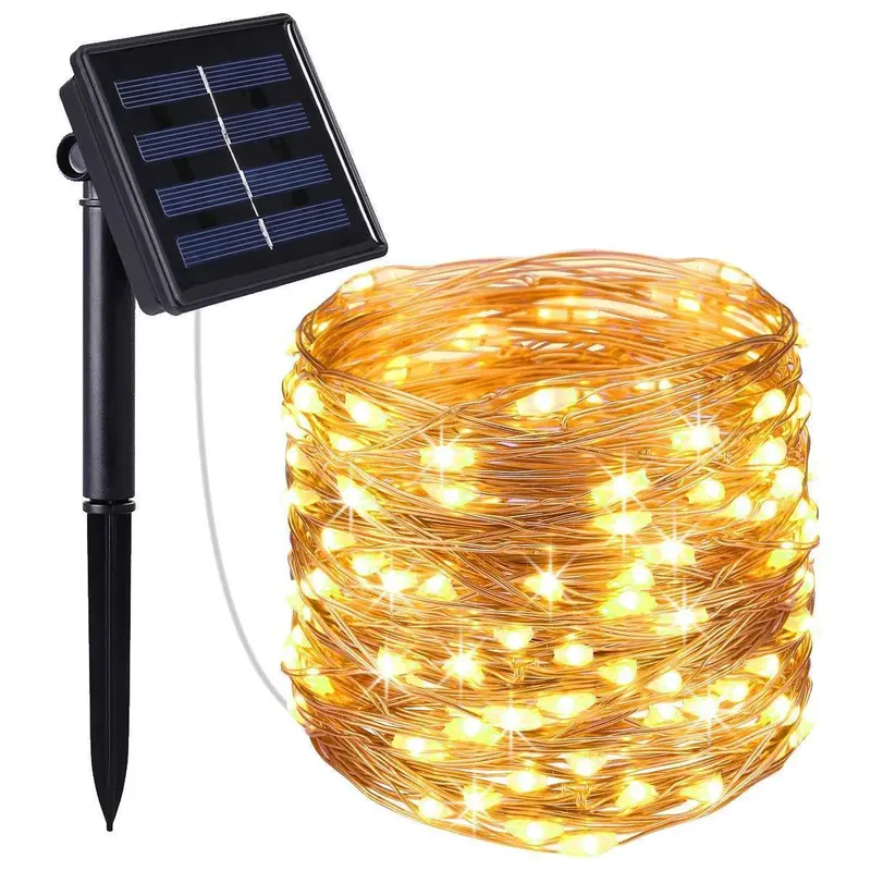 Amir 72-Foot Solar-Powered Copper Wire String Lights – 200 Warm White Starry Leds, Ip65 Waterproof, 8 Lighting Modes For Outdoor Decor, Weddings, Parties & Holidays 1