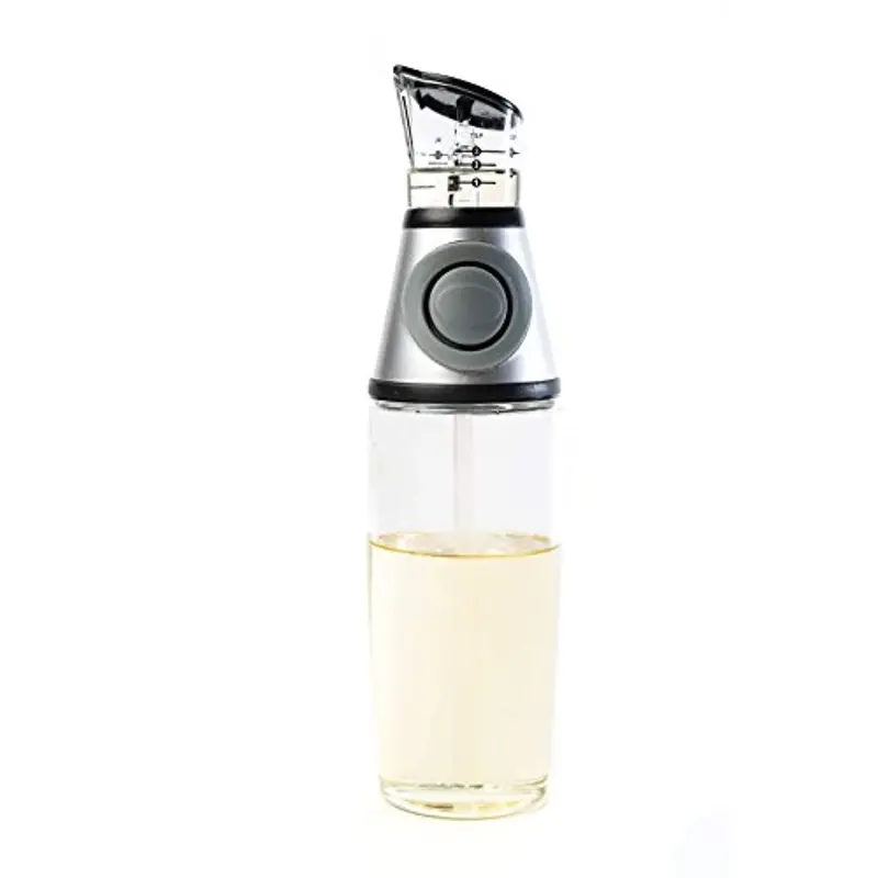 Avoliving Olive Oil Dispenser – Press-Activated Glass Cruet With Measured Pour & Herb Infuser – 17 Oz Portion-Control Bottle For Oils & Vinegars 1