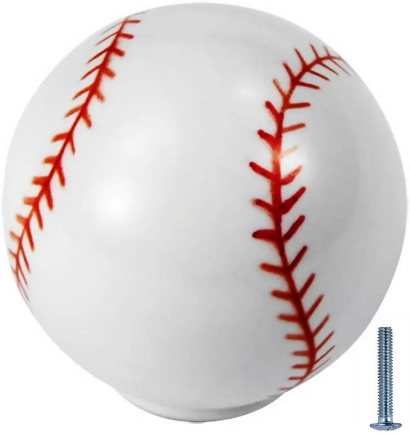 Baseball-Themed Cabinet Knobs – Silverline Sports Design, 1-1/4", 10-Pack 1
