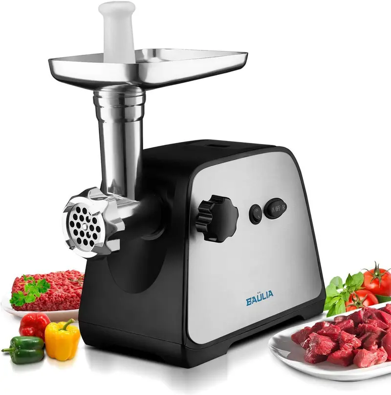 Baulia Electric Meat Grinder – 3-Blade Stainless Steel Mincer With Stuffing Tubes For Sausages, Chopped Liver & Homemade Proteins 1