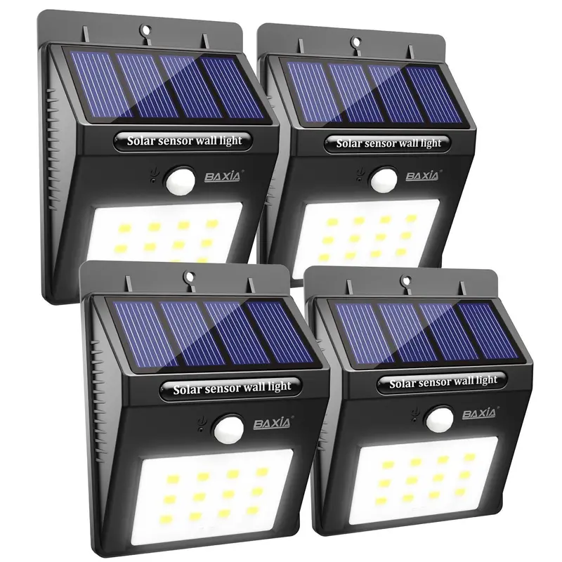 Baxia Technology Solar-Powered Outdoor Security Lights – 4-Pack 2000Lm Waterproof Motion Sensor Wall Lamps For Yard, Garage & Entryways 1