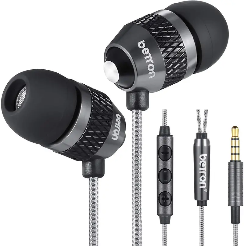 Betron B25 In-Ear Canal Headphones – Noise-Isolating Earbuds With Remote & Mic, Rich Bass For Iphone & Samsung Devices (Black) 1
