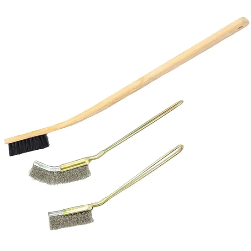 Bonaweite 3-Pack Long-Handle Bird Cage Cleaning Brush – Dual-Material (Wood + Stainless Steel) Hygiene Tool 1