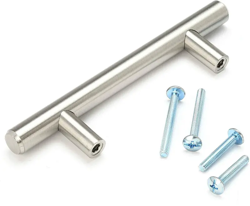 Brahmco 5-Inch Brushed Nickel T-Bar Cabinet Pulls – 3-Inch Center-To-Center, 30-Pack Euro-Style Kitchen Hardware 1