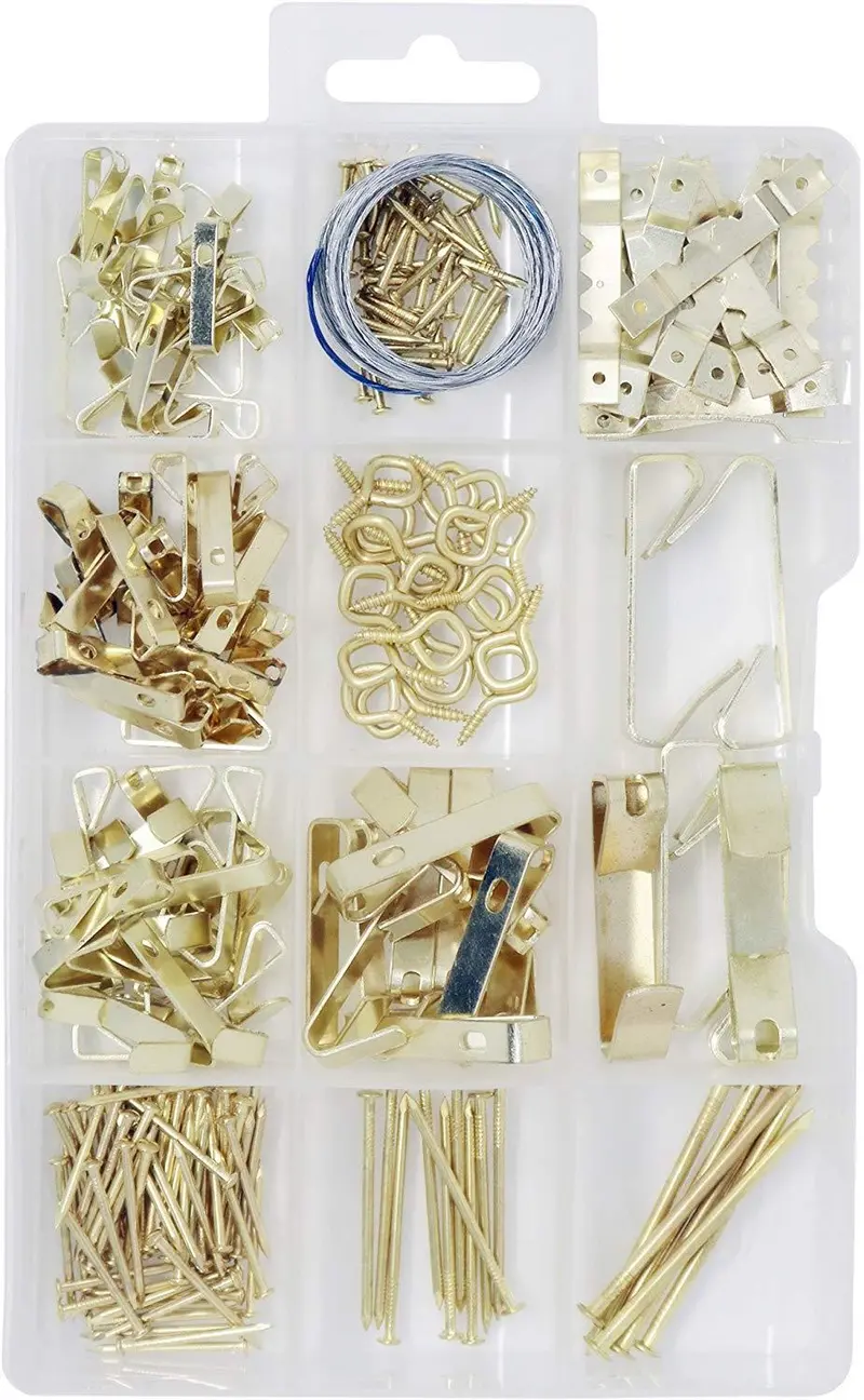 Brass-Plated Picture Hanging Kit – 233-Piece Assortment For Frames & Art 1