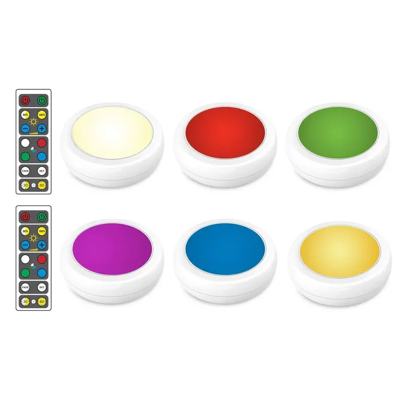 Brilliant Evolution Led Puck Lights – 6-Pack Wireless Color-Changing Under-Cabinet Lighting, Battery-Powered With Dual Remotes 1