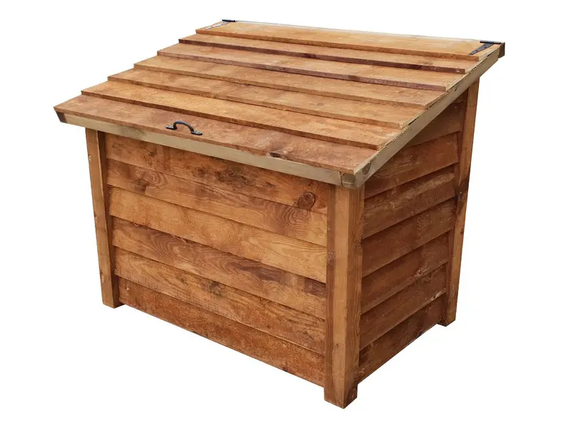 Brown-Finished Wooden Log Chest For Outdoor Storage – 127X104X87Cm 1