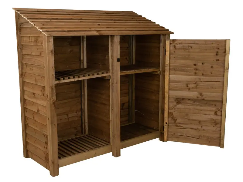 Brown Wooden Garden Tool Storage Cabinet With Shelf – 187X126/180X88Cm 3