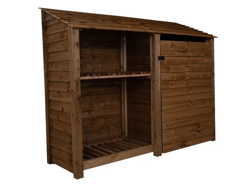 Brown Wooden Garden Tool Storage Cabinet With Shelf – 227X126/180X88Cm 3