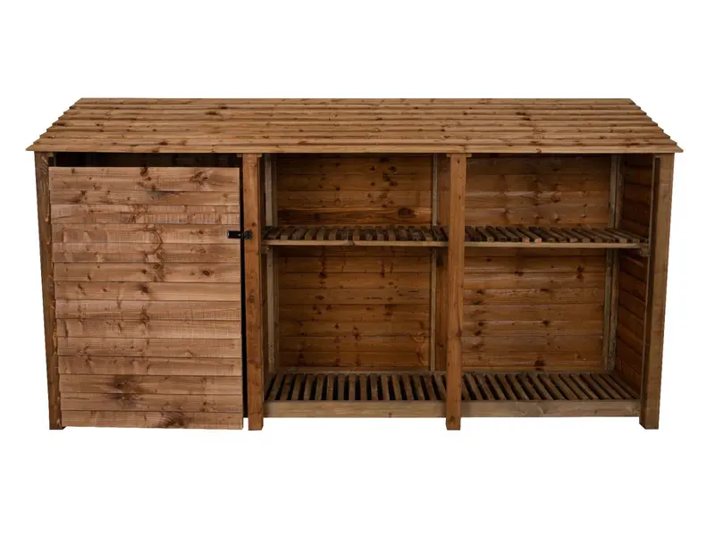 Brown Wooden Garden Tool Storage Cabinet With Shelf – 335X126/180X88Cm 3