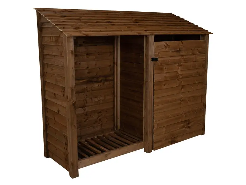 Brown Wooden Garden Tool Storage Unit – 227X126/180X88Cm 1
