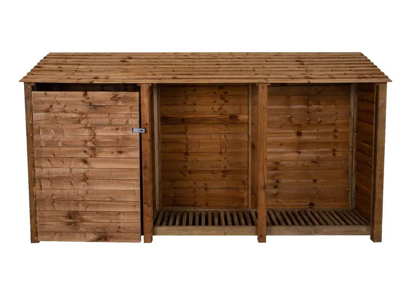 Brown Wooden Garden Tool Storage Unit – 335X126/180X88Cm 3