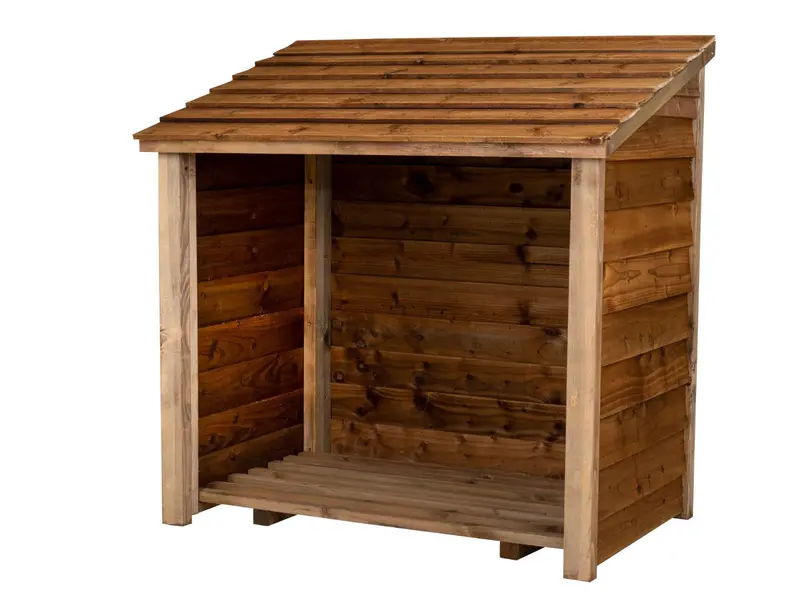 Brown Wooden Log Store With Slanted Roof – 119X118X71Cm 1