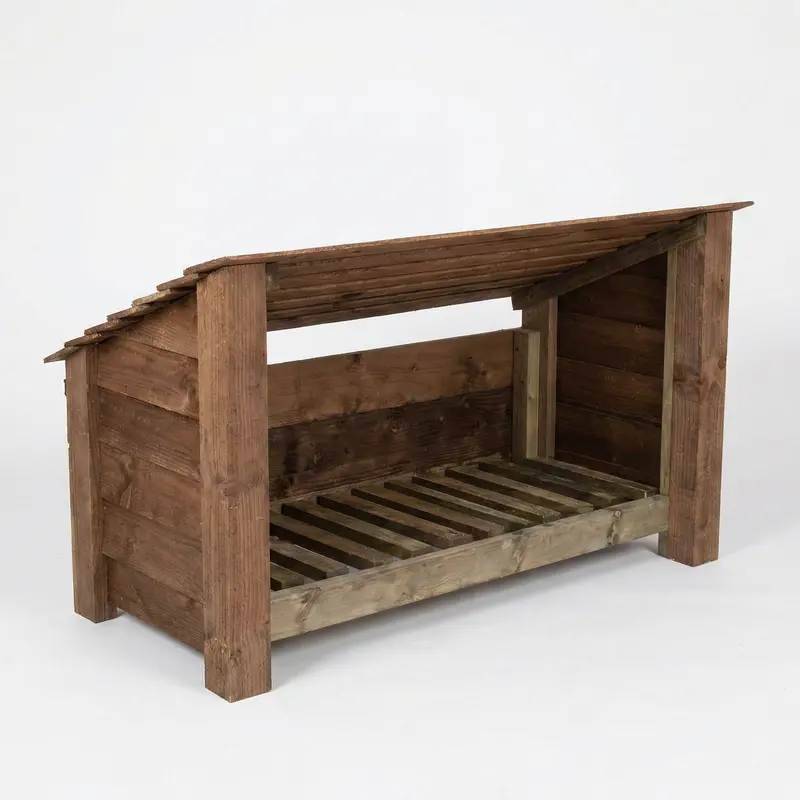 Brown Wooden Outdoor Shoe And Log Storage Box – 119X66X54Cm 1