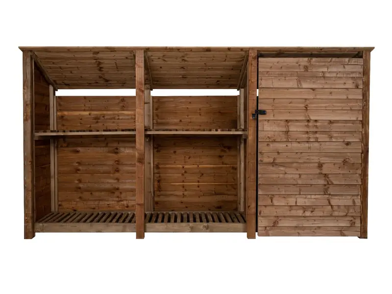 Brown Wooden Sloped-Roof Garden Tool Cabinet With Shelf – 335X126/180X88Cm 3