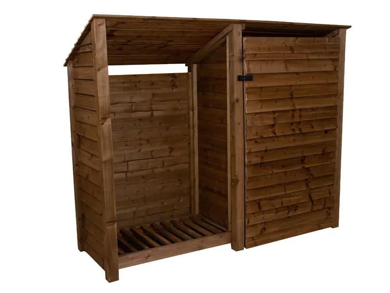 Brown Wooden Sloped-Roof Garden Tool Storage – 227X126/180X88Cm 3
