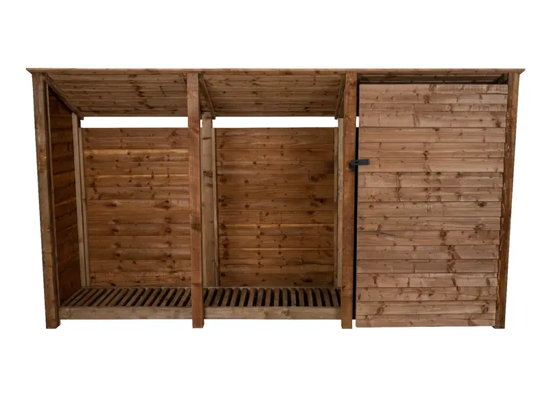 Brown Wooden Sloped-Roof Garden Tool Storage – 335X126/180X88Cm 3
