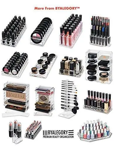 Byalegory Acrylic Eyeshadow Palette Organizer – Medium 8-Slot Modular Container With Removable Dividers, Stand-Up Or Flat Layout Design 1