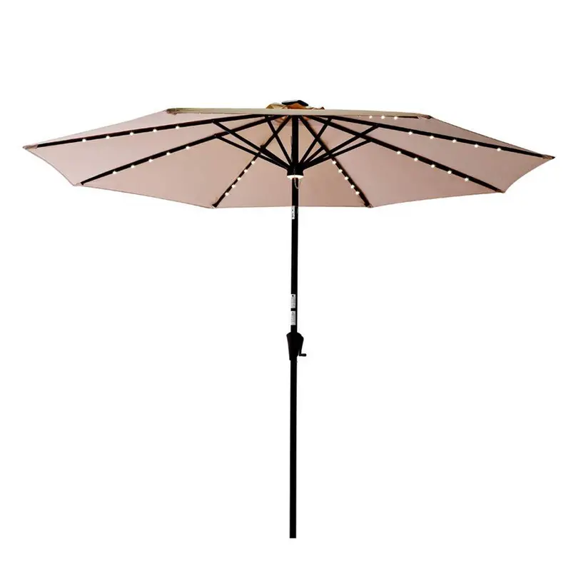 C-Hopetree 9-Foot Solar-Powered Led Patio Umbrella – Lighted Outdoor Shade With Tilt Function For Decks, Balconies & Pools (Beige) 1