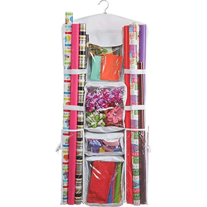 Clorso Wrapping Paper Organizer – 40-Inch Roll Capacity With Door Hook And Label Set 1