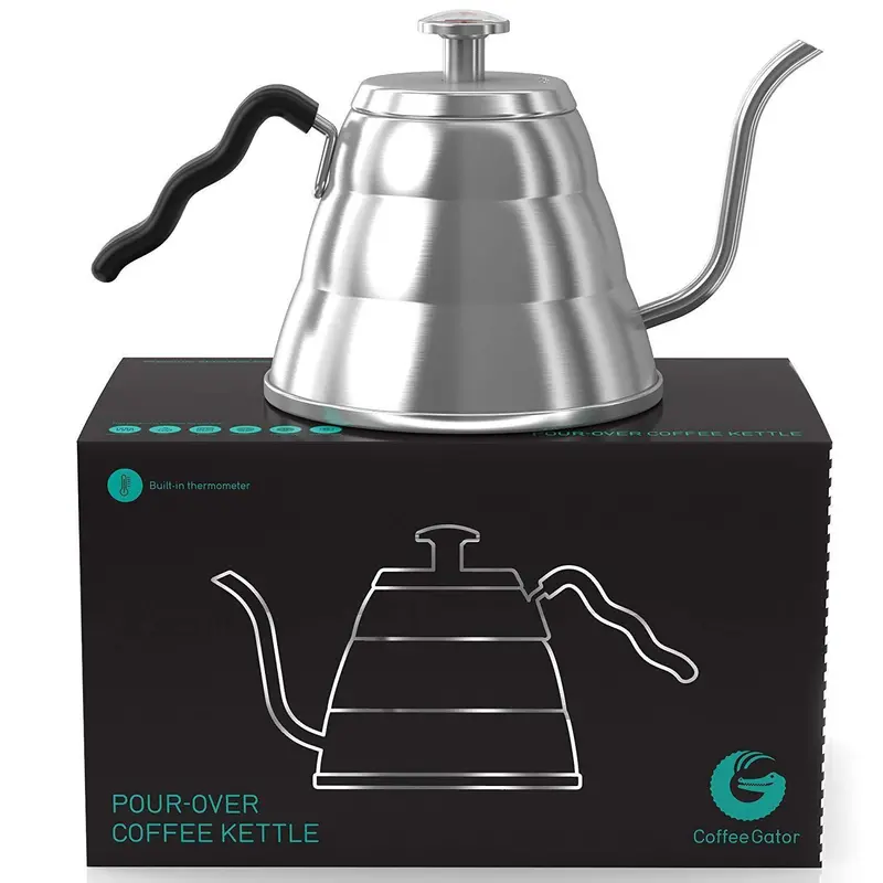 Coffee Gator Gooseneck Pour-Over Kettle – Precision Brew Kettle With Built-In Thermometer & 40 Fl Oz Capacity 1