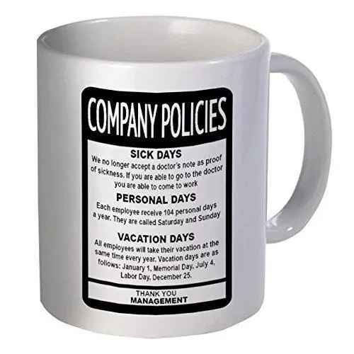 'Company Policies' Satirical 11Oz Office-Themed Coffee Mug – Employee & Boss Humor Gift 1