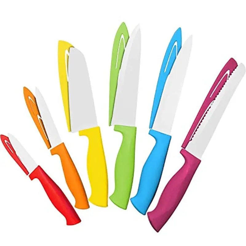 Cooler Kitchen 12-Piece Color-Coordinated Knife Set With Protective Sheaths 1