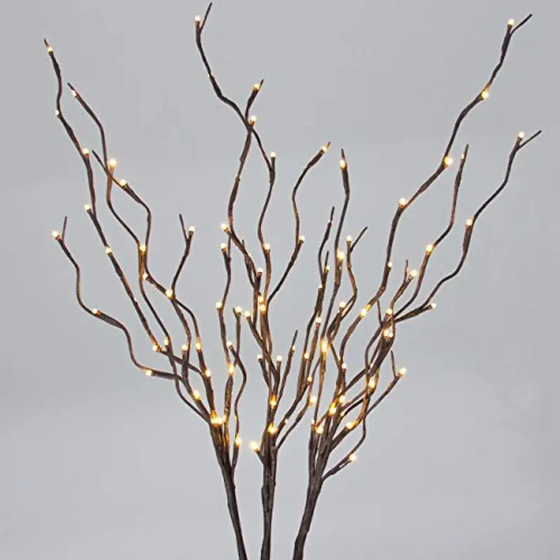 Decorative Willow Branch String Lights – 40-Inch Brown Incandescent Home Accent Lights With 96 Warm Leds 1