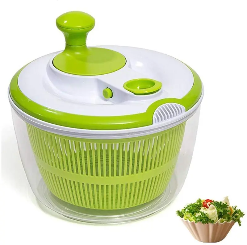 Densan Manual Salad Spinner – 4.5-Quart Crank-Operated Dryer With Locking Lid & Quick-Drain Filter For Greens 1