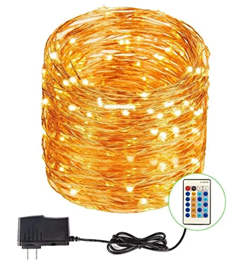 Dreambuildertoy Ul-Certified Copper Led String Lights – 66 Ft Dimmable Warm White Festival Lights With Remote Control 1