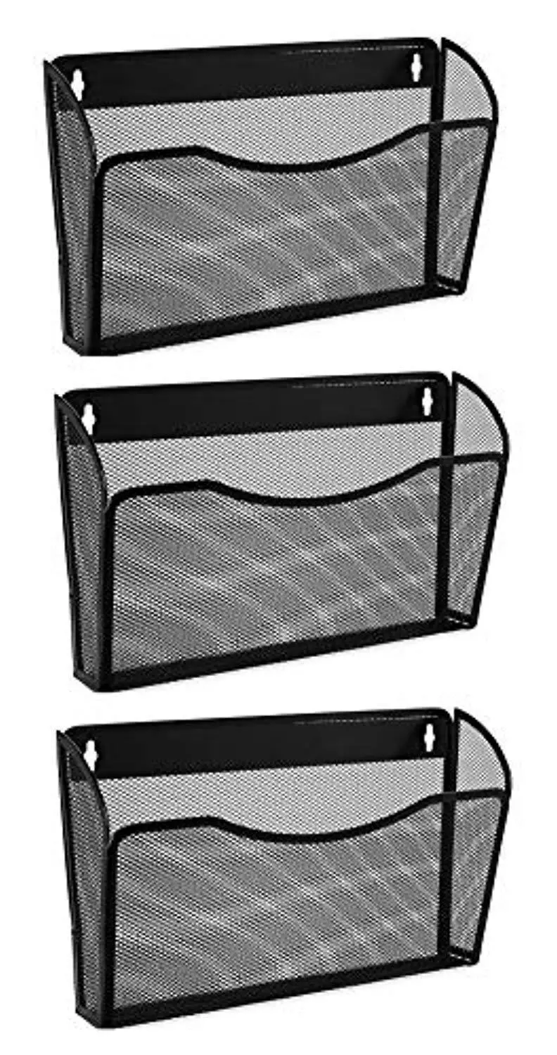 Easepres Vertical Hanging File Organizer – 3-Pocket Mesh Wall-Mounted Document Holder For Office Or Home 1