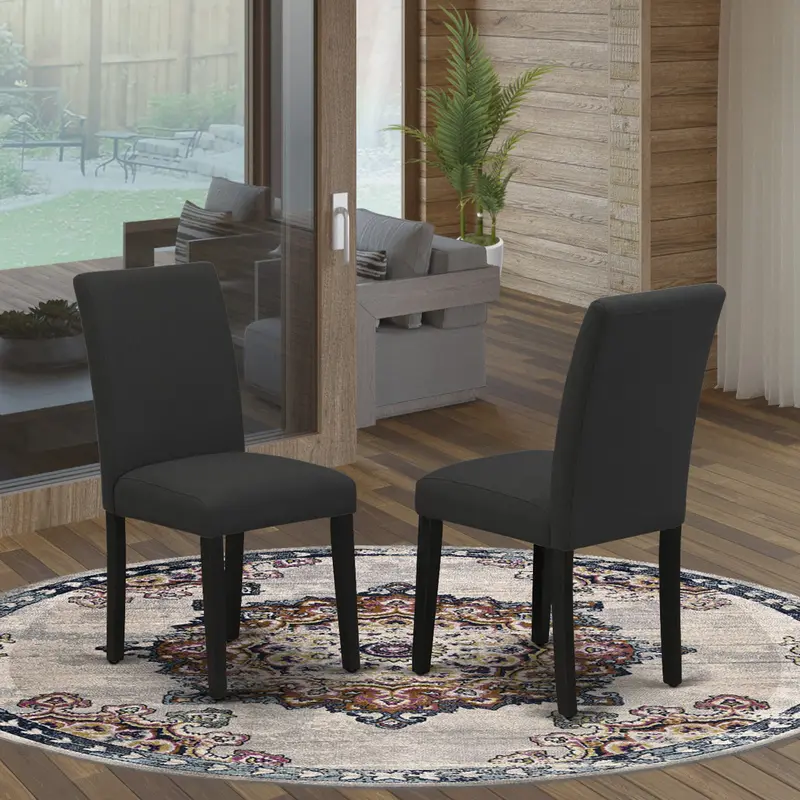 East West Furniture Abp6T24 – Abbott Parson Dining Chairs: Set Of 4 Black Linen-Upholstered Chairs 1