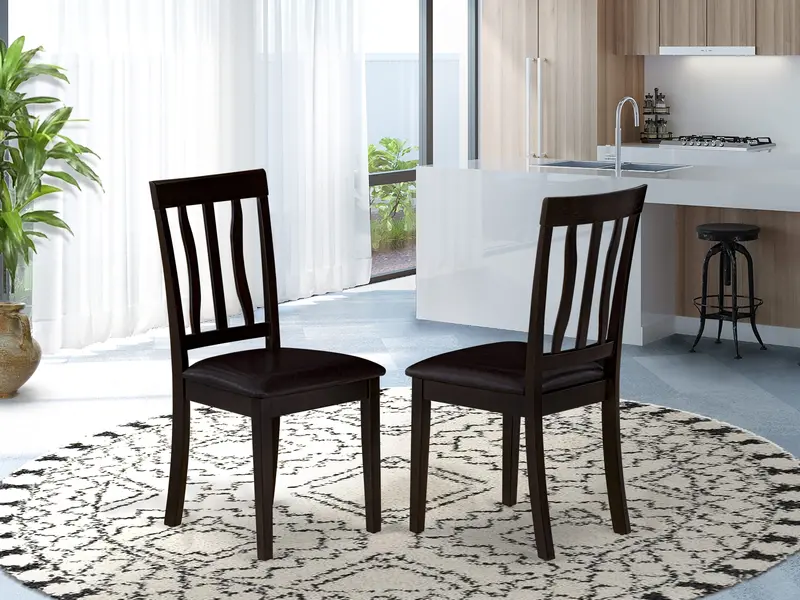 East West Furniture Anc-Cap-Lc Traditional Dining Chairs – Capiz-Inspired Faux Leather Upholstery On Wooden Frames 1