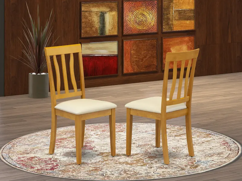 East West Furniture Anc-Oak-Lc Farmhouse Kitchen Dining Chairs – Faux Leather Upholstered Oak-Frame Seats 1
