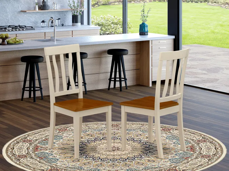 East West Furniture Anc-Whi-W Rustic Dining Chairs – Slat-Back Solid Wood Seats In White Finish 1