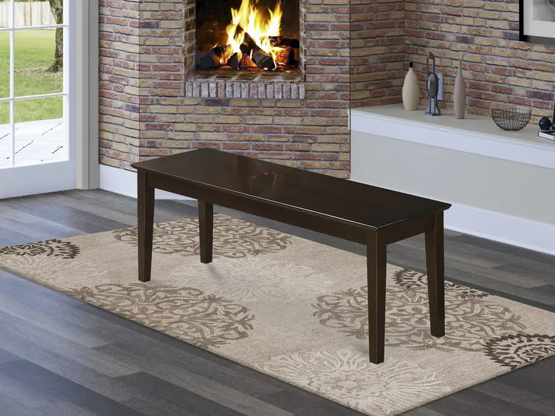 East West Furniture Cab-Cap-W Capri Kitchen Bench – Cappuccino-Finish Solid Wood Seat 1