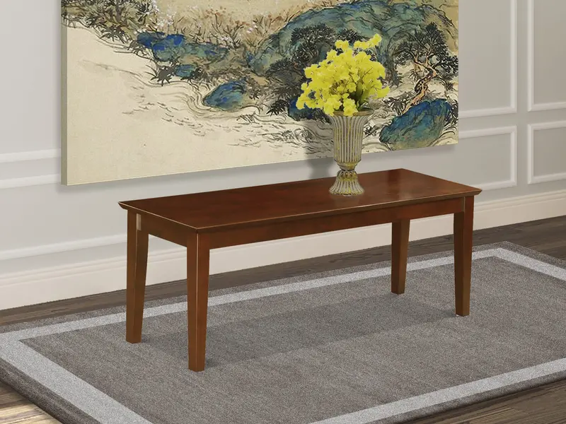East West Furniture Cab-Mah-W Capri Dining Bench – Mahogany-Finish Solid Wood Seat 1