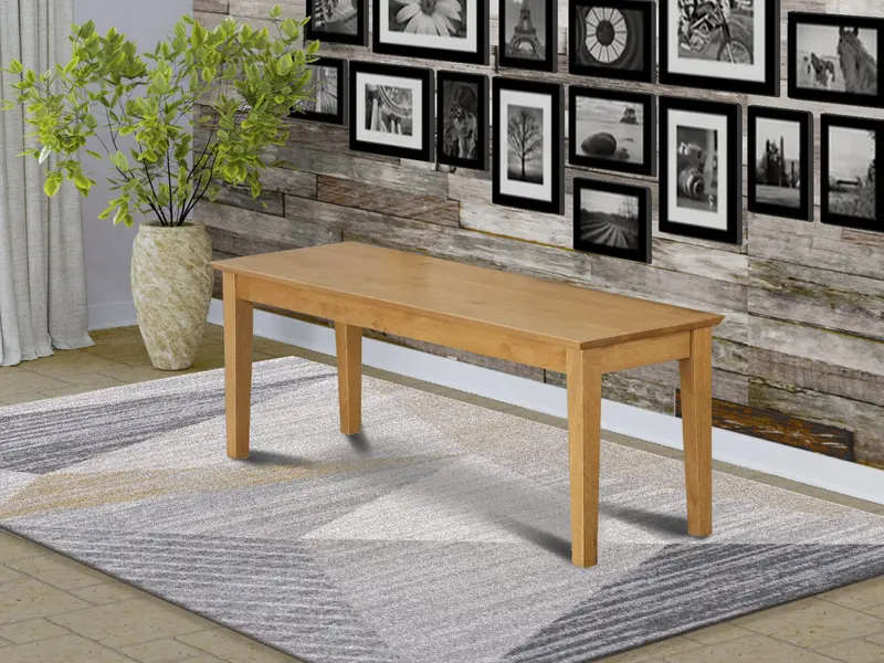 East West Furniture Cab-Oak-W Capri Dining Bench – Solid Oak Seat, Modern Wood Design 1