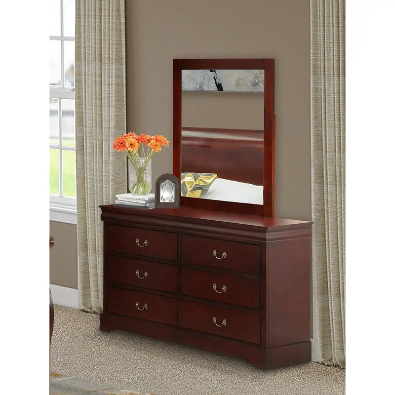 East West Furniture Louis Philippe Dresser And Matching Mirror In Metallic Gold Finish 1
