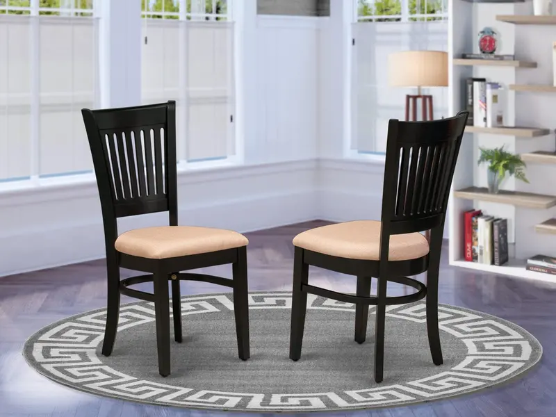 East West Furniture Vancouver Black Linen-Upholstered Wooden Dining Chairs 1